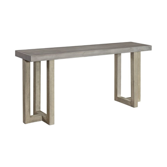 Lizi 67 Inch Sofa Console Table, Hand Applied Faux Concrete Finish, Gray By Casagear Home