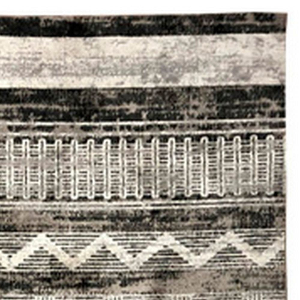 Chia 5 x 7 Area Rug Woven Tribal Design Cream and Black Polyester Fabric By Casagear Home BM294037