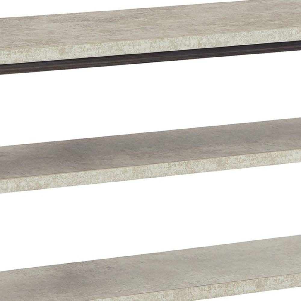 47 Inch Sofa Console Table 2 Open Shelves Faux Concrete Melamine Finish By Casagear Home BM294050