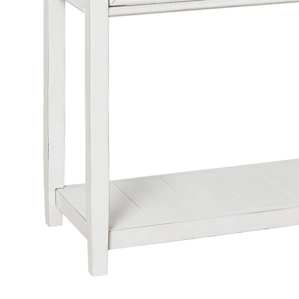 50 Inch Sofa Console Table 3 Drawers and Open Shelf Classic White FInish By Casagear Home BM294051