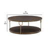 Modern 42 Inch Coffee Table Ash Veneer Metal Frame Wheels Gold Brown By Casagear Home BM294085
