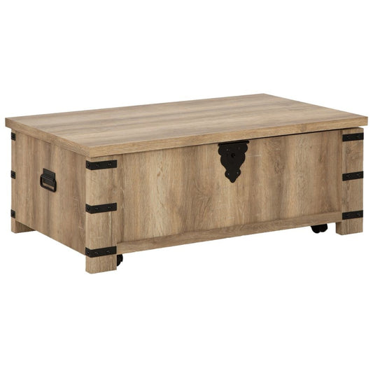 Classic 47 Inch Coffee Table, Lift Top, Concealed Storage, Light Brown Wood By Casagear Home