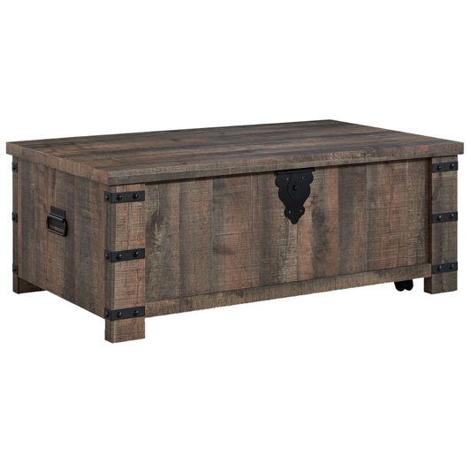 Classic 47 Inch Coffee Table, Lift Top Concealed Storage, Rustic Brown Wood By Casagear Home
