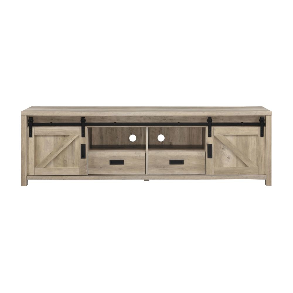 Sem 79 Inch TV Media Entertainment Console Sliding Doors 2 Drawers Brown By Casagear Home BM294127