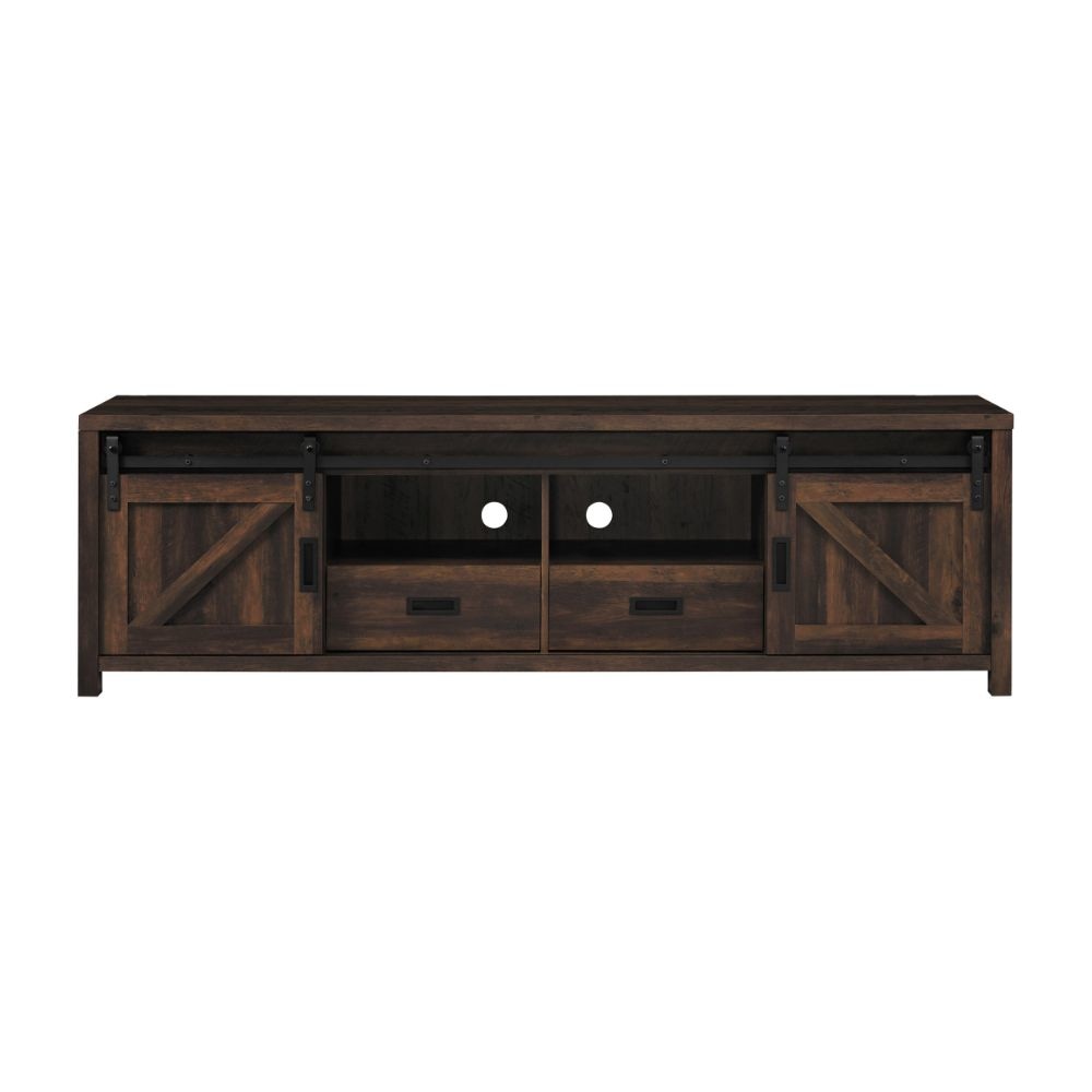 Sem 79 Inch TV Media Entertainment Console 2 Drawers Dark Brown Finish By Casagear Home BM294128