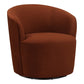 30 Inch Swivel Accent Chair, Padded Barrel Style, Burnished Orange Velvet By Casagear Home