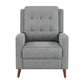 31 Inch Modern Manual Recliner Chair with Padded Button Tufted Back Gray By Casagear Home BM294146