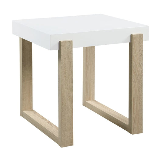 Shay 22 Inch Side End Table, Thick Rectangular Tabletop, High Gloss White By Casagear Home