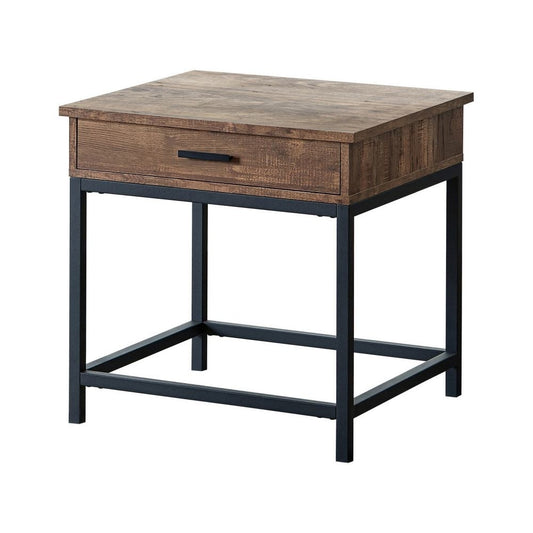 24 Inch Side End Table, Rectangular Tabletop, Single Drawer, Rustic Brown By Casagear Home