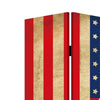 Alfie 71 Inch Folding Screen Room Divider USA Stars and Stripes Design By Casagear Home BM294236