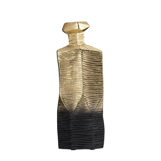 Kaya Vase | 16" | Square Body | Narrow Top | Gold & Black