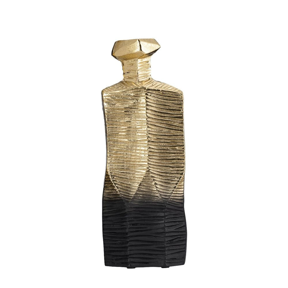 Kaya Vase | 16" | Square Body | Narrow Top | Gold & Black