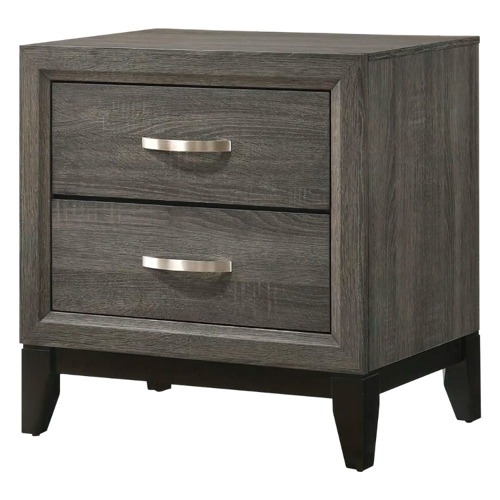Mazie 25 Inch Modern 2 Drawer Nightstand, Metal Handle, Gray Foil Finish By Casagear Home