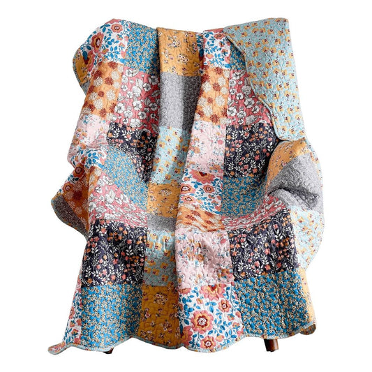 Turin Throw Blanket | 60" | Patchwork Floral | Microfiber | Multicolor