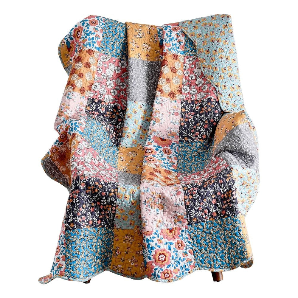 Turin Throw Blanket | 60" | Patchwork Floral | Microfiber | Multicolor