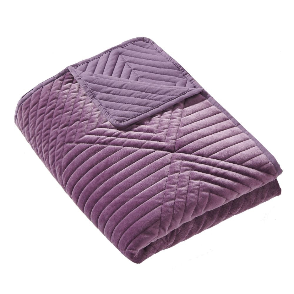 Rio 60 Inch Quilted Throw Blanket Diamond Stitching Purple Dutch Velvet By Casagear Home BM294317