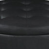30 Inch Round Storage Ottoman Black Vegan Faux Leather Button Tufted By Casagear Home BM294800