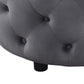 Lina 28 Inch Round Ottoman Storage Area Smooth Gray Vegan Faux Leather By Casagear Home BM294802