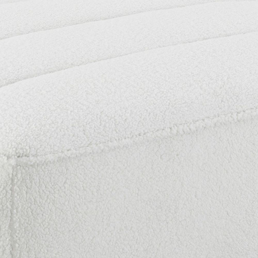 Kea 35 Inch Ottoman Horizontal Channel Tufted Gray Faux Sheepskin Fabric By Casagear Home BM294814