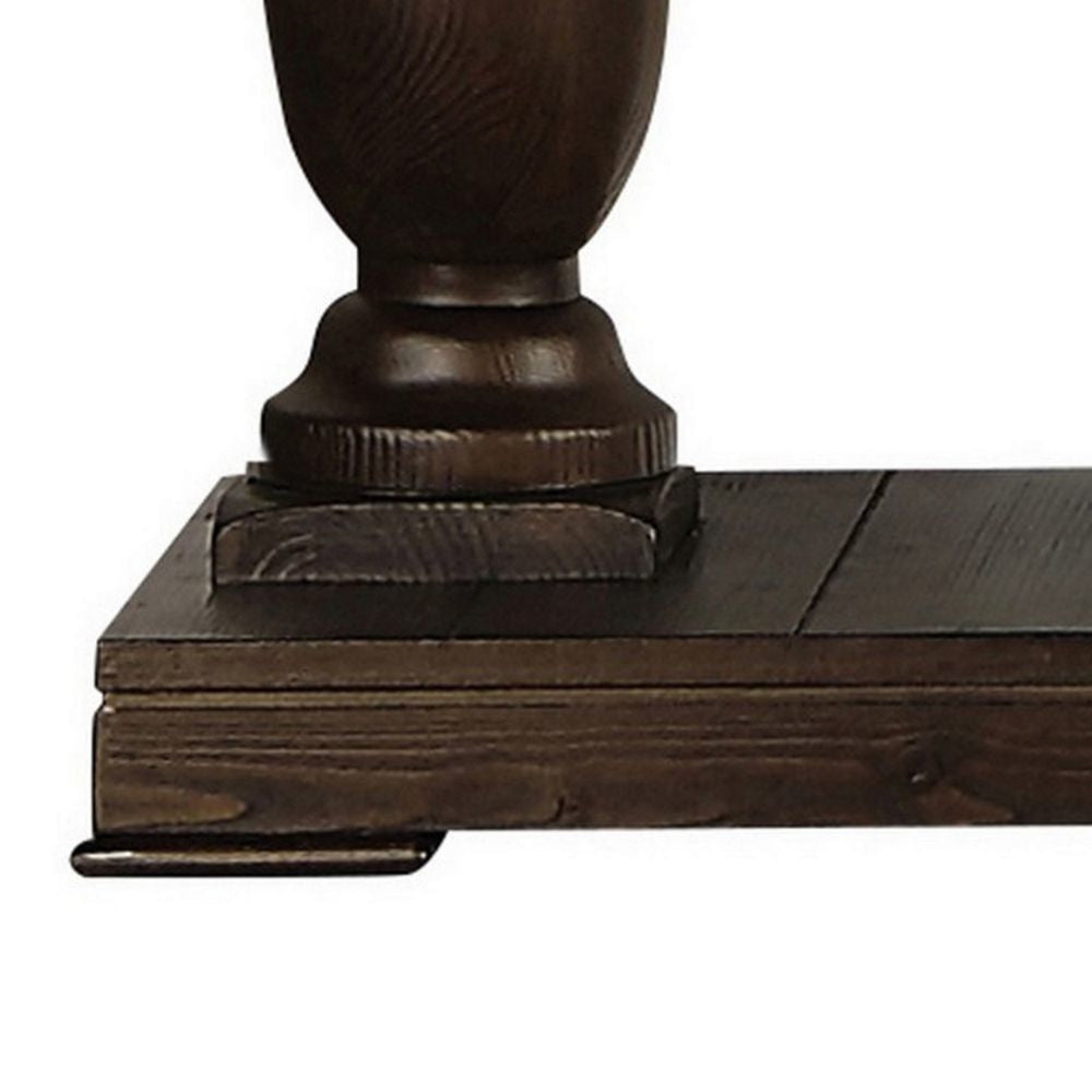 Aria 48 Inch Console Sofa Table Plank Top Turned Pedestal Base Brown By Casagear Home BM294843
