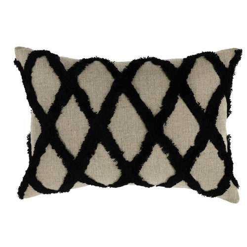 Lo Throw Pillow | 14 x 20 | Tufted Diamond | Linen | Black