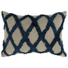 Lo Throw Pillow | 14 x 20 | Tufted Diamond | Linen | Blue