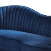 Chad 74 Inch Curved Loveseat Channel Tufting and Camelback Blue Velvet By Casagear Home BM295074