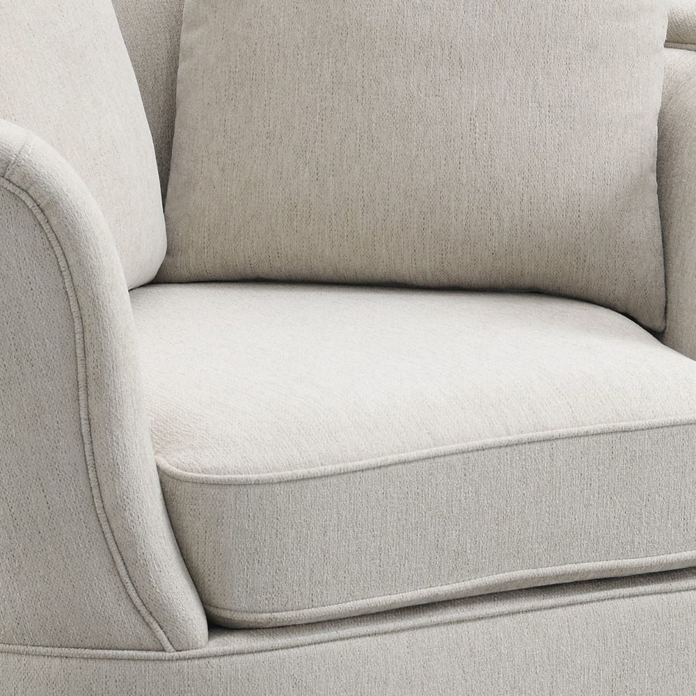 47 Inch Club Accent Chair Rounded Edges Camelback Beige Chenille Fabric By Casagear Home BM295076