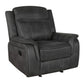 Lenard 41 Inch Manual Gliding Recliner, Piped Details, Charcoal Gray, Black By Casagear Home
