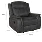 Lenard 41 Inch Manual Gliding Recliner Piped Details Charcoal Gray Black By Casagear Home BM295079