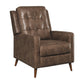 31 Inch Push Back Recliner, Tufted, Tapered Legs, Rich Brown Faux Leather By Casagear Home