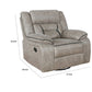 Jake 41 Inch Gliding Manual Recliner Pillowtop Taupe Brown Faux Leather By Casagear Home BM295085