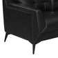 Cole 84 Inch Sofa Double Track Arms Vegan Faux Leather Upholstery Black By Casagear Home BM295086