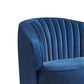 Chad 84 Inch Curved Bean Sofa Tufted Camelback Gold Royal Blue Velvet By Casagear Home BM295107