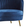 Chad 84 Inch Curved Bean Sofa Tufted Camelback Gold Royal Blue Velvet By Casagear Home BM295107