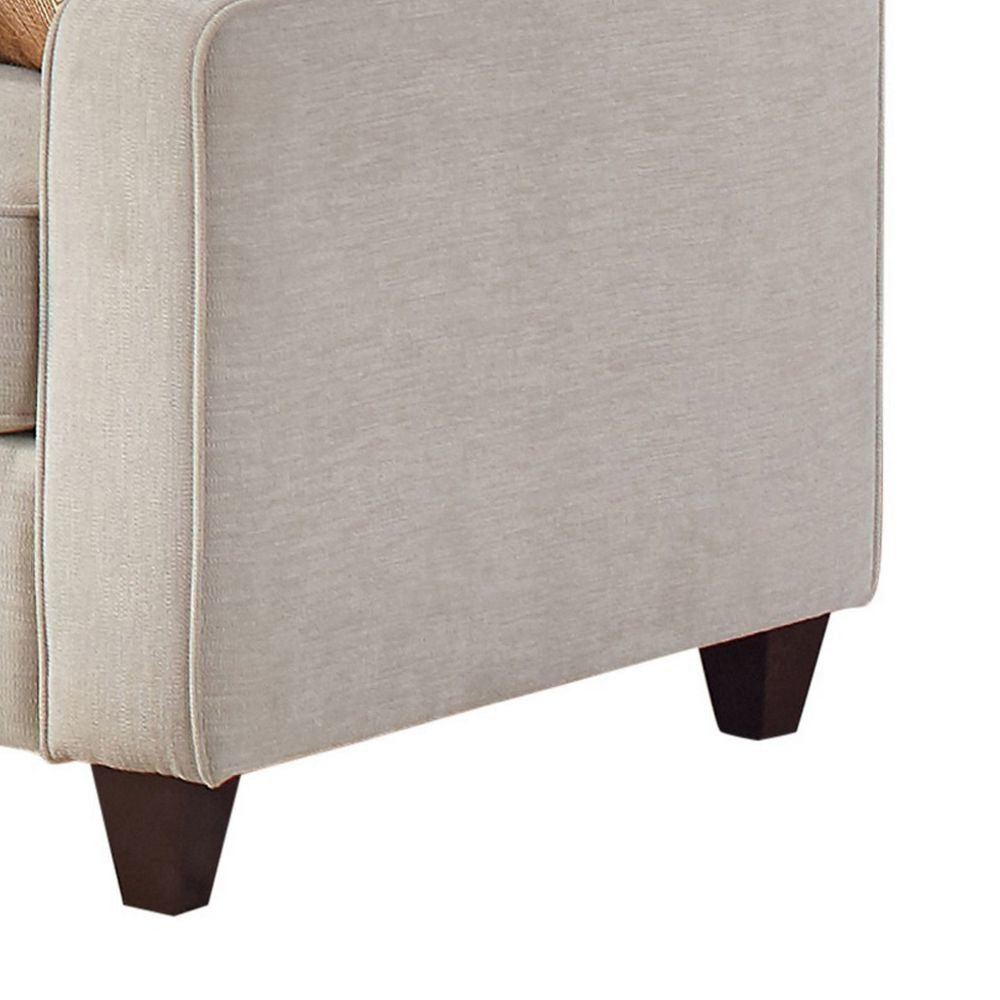Leo 79 Inch Modern Sofa 4 Accent Pillows Soft Chenille Fabric Beige By Casagear Home BM295122