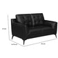 Cole 64 Inch Loveseat Double Track Arms and Vegan Faux Leather Black By Casagear Home BM295129
