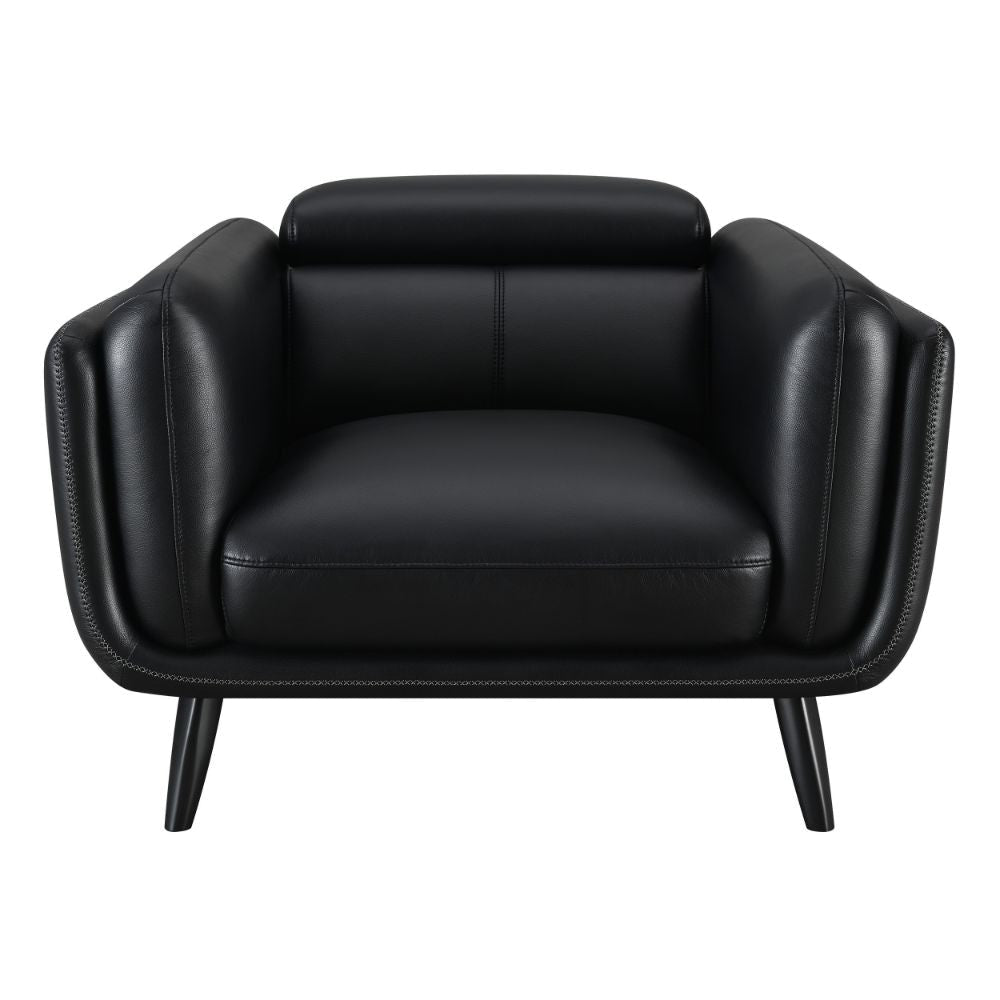 41 Inch Tuxedo Style Accent Chair Double Track Arms Black Faux Leather By Casagear Home BM295131