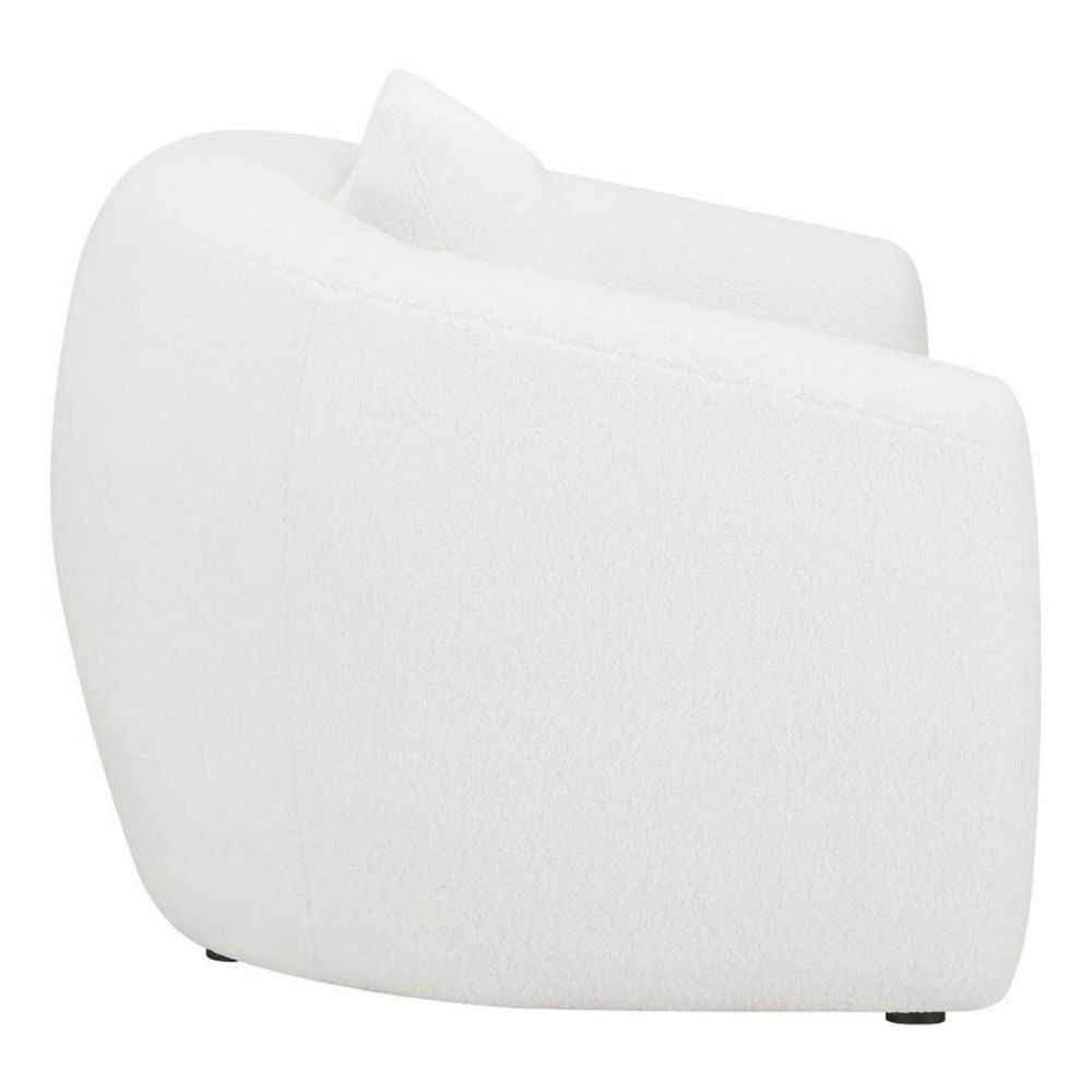 45 Inch Accent Chair Curved Back and Sloped Armrests Soft White Fabic By Casagear Home BM295139