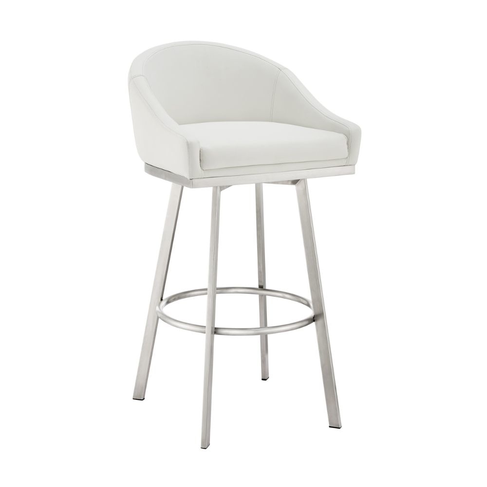 Sheryl Counter Stool | 26" | Swivel | Low Back | White Faux Leather