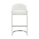 Lina 24 Inch Counter Stool Chair Metal Cantilever Base White Faux Leather By Casagear Home BM295450
