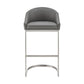 Lina 28 Inch Bar Stool Chair Metal Cantilever Base Gray Faux Leather By Casagear Home BM295451