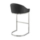 Lina 28 Inch Bar Stool Chair Metal Cantilever Base Black Faux Leather By Casagear Home BM295453