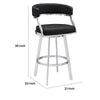 Ava 26 Inch Swivel Counter Stool Chair Open Back Steel Black Faux Leather By Casagear Home BM295482