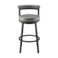Elysha 30 Inch Swivel Bar Stool Chair Round Cushion Gray Faux Leather By Casagear Home BM295505
