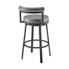 Elysha 30 Inch Swivel Bar Stool Chair Round Cushion Gray Faux Leather By Casagear Home BM295505