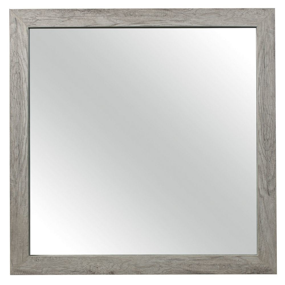 Zane Mirror | 39" | Square Frame | Weathered Gray Veneer