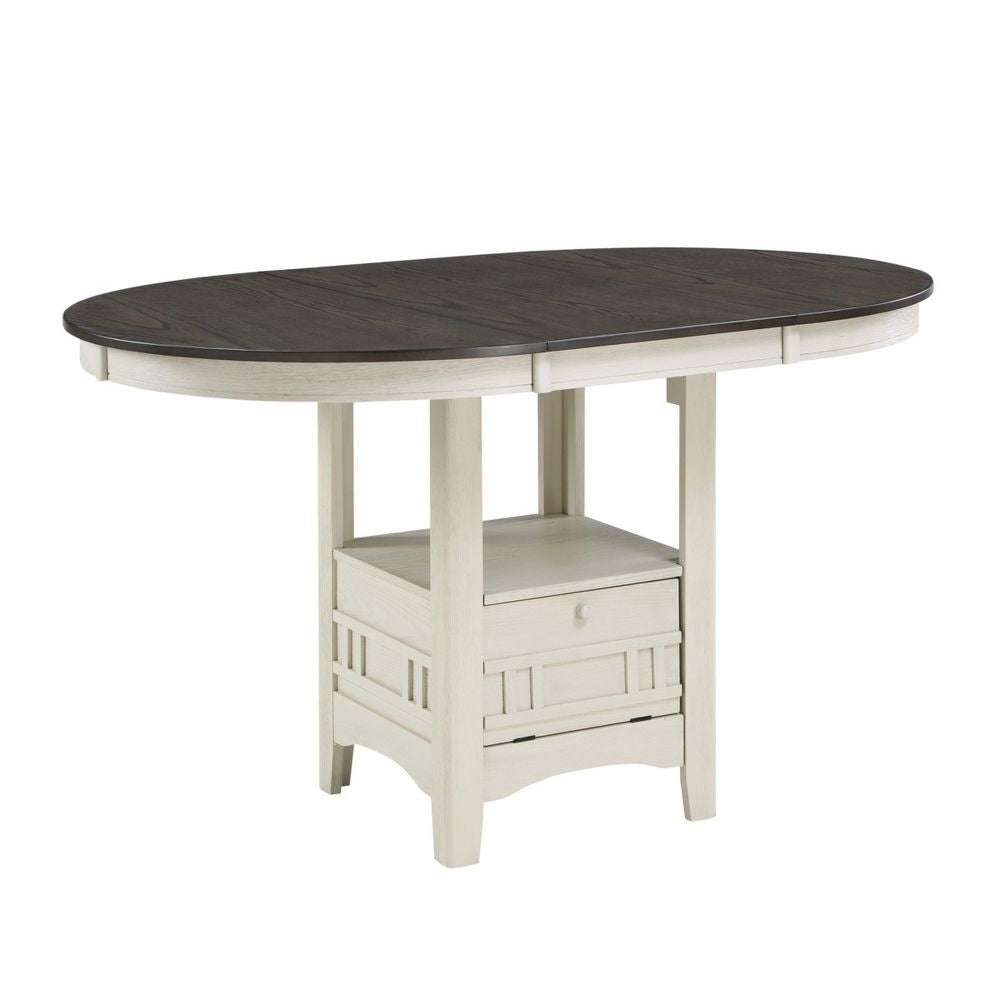 Glee Counter Table | 42–60" | Extendable | Antique White & Brown