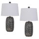 Table Lamp Set of 2 | 25" | Oval Shade | Black & Silver Base
