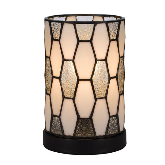 Eli 9 Inch Accent Lamp, Hand Painted Cylinder Tiffany Style Shade, Bronze By Casagear Home